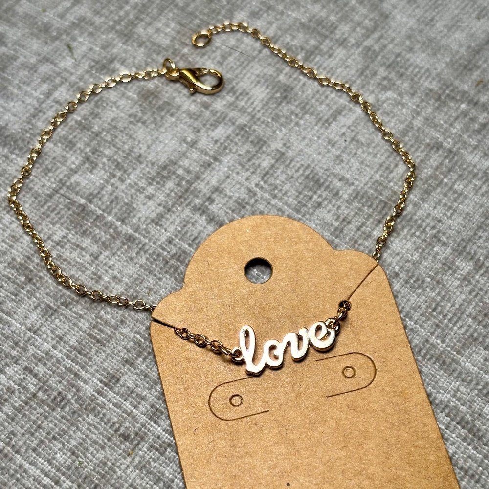 Women’s Gold Tone Love Anklet 9.5 Inches
